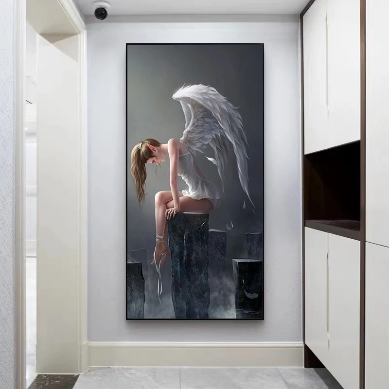 Белый Ангел девушка Фреска Творческий поп настенное искусство холст живопись