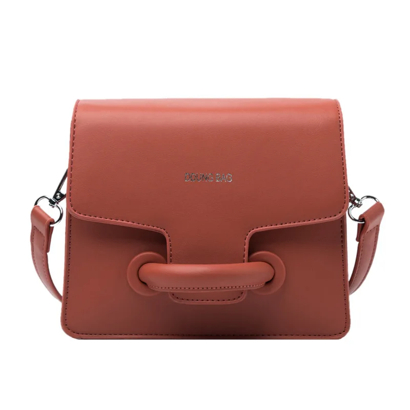 

2021 New Arrivals Women's Cross Body Bag For Female PU Leather Solid Color Handle Decoration High Quality Trend Daily Style Bag