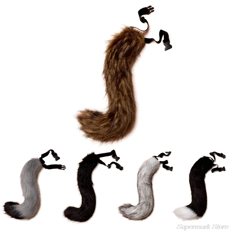 

Faux Fur Animal Bendable Tail for Adult Teen Adjustable Furry Wolf Dog Halloween Christmas Cosplay Costume Party Props M24 21
