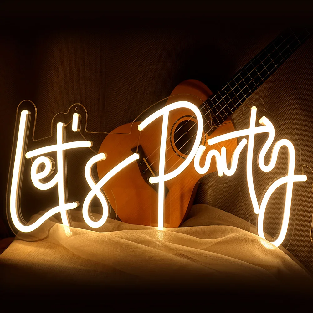 

Let's Party Neon Light for Wall Decor with Dimmable Switch Custom Neon Sign 23x10Inches For Bachelorette Party Engagement Party