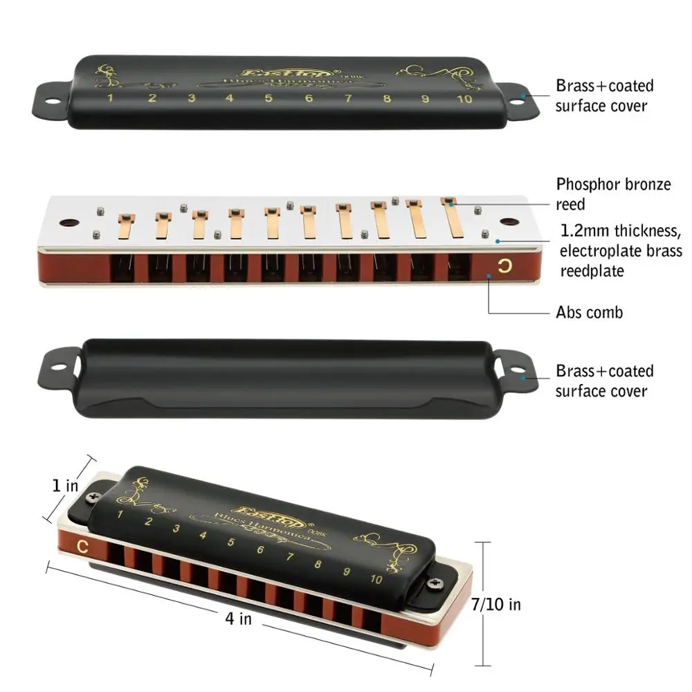 East top mouth organ 10 отверстий профессиональная блюзовая диатоническая Губная гармошка