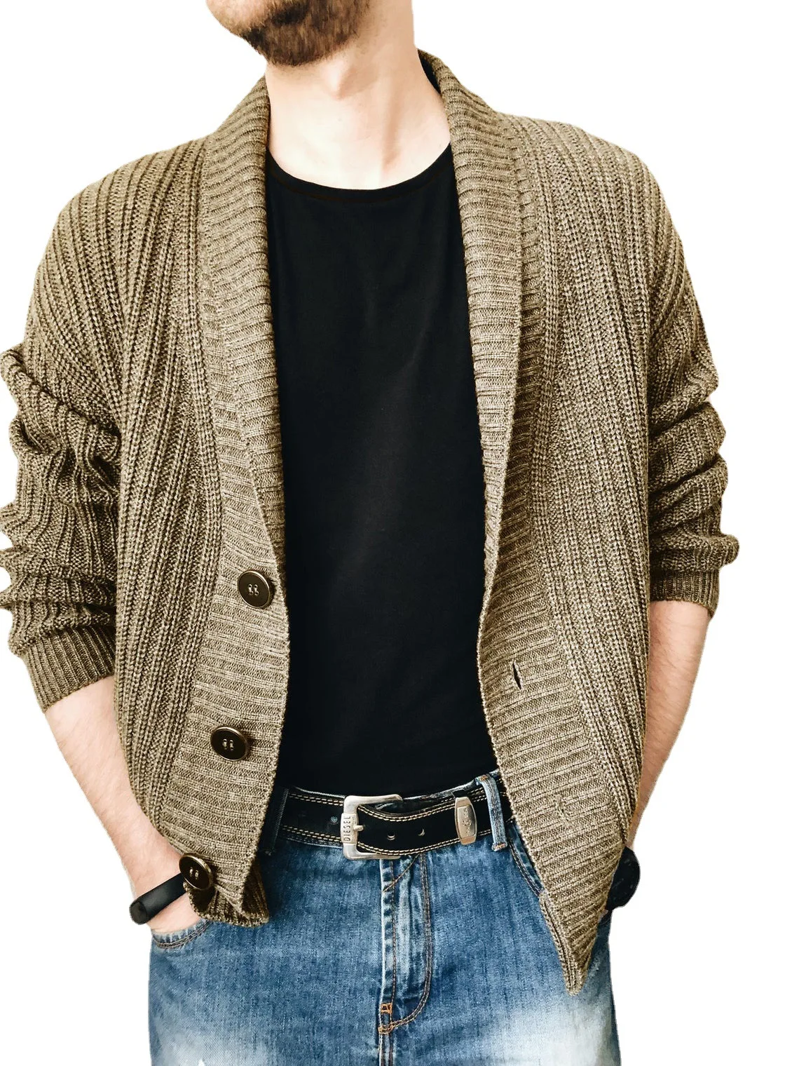 

2021 Autumn Men Cardigan Sweater Coat Warm Knitting Sweaters Casual Slim Fit Turtleneck Jumpers Men Winter Business Sweater