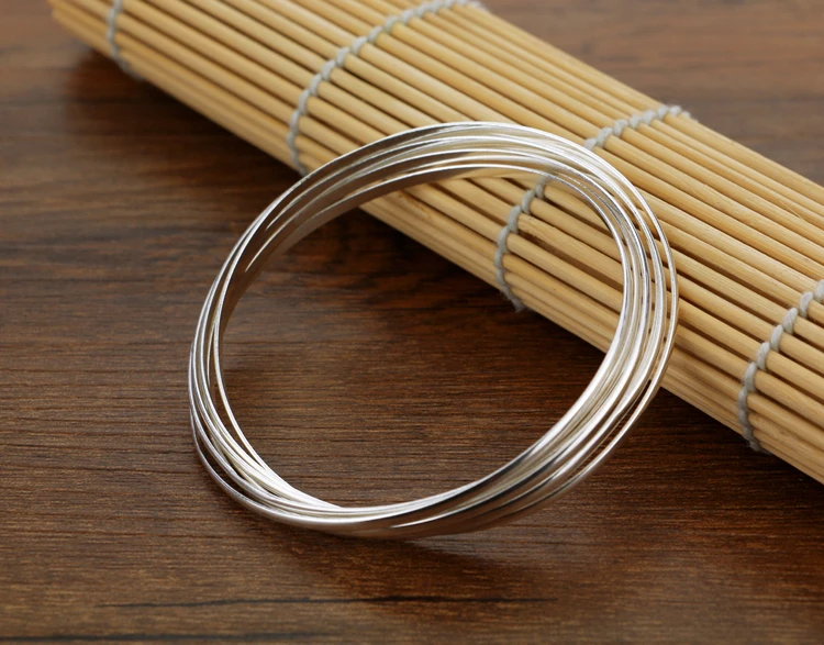 Простой Гладкий Браслет из стерлингового серебра 925 пробы в богемном стиле 7