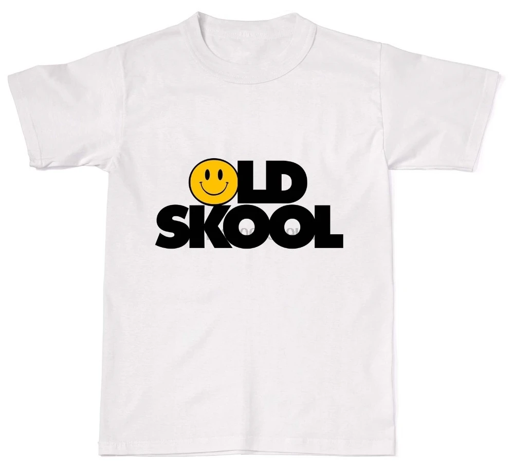Летняя футболка унисекс с надписью Old Skool Rave хлопковая Футболка кислотой Festival Smile