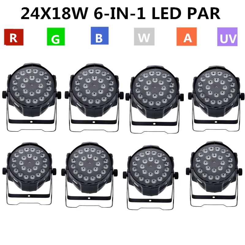 

8PCS/ 24X18W RGBWA+UV LED PAR Light dmx512 control DJ light professional stage equipment led wash light