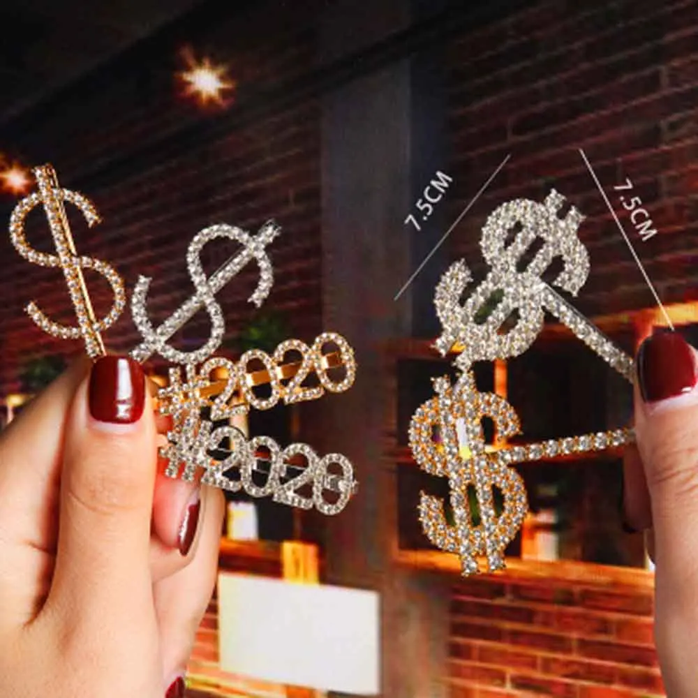 

2019 New Hot Fashion Letter Word Rhinestone Crystal Hair Clip Pin Barrette Ornament Hair Accessories