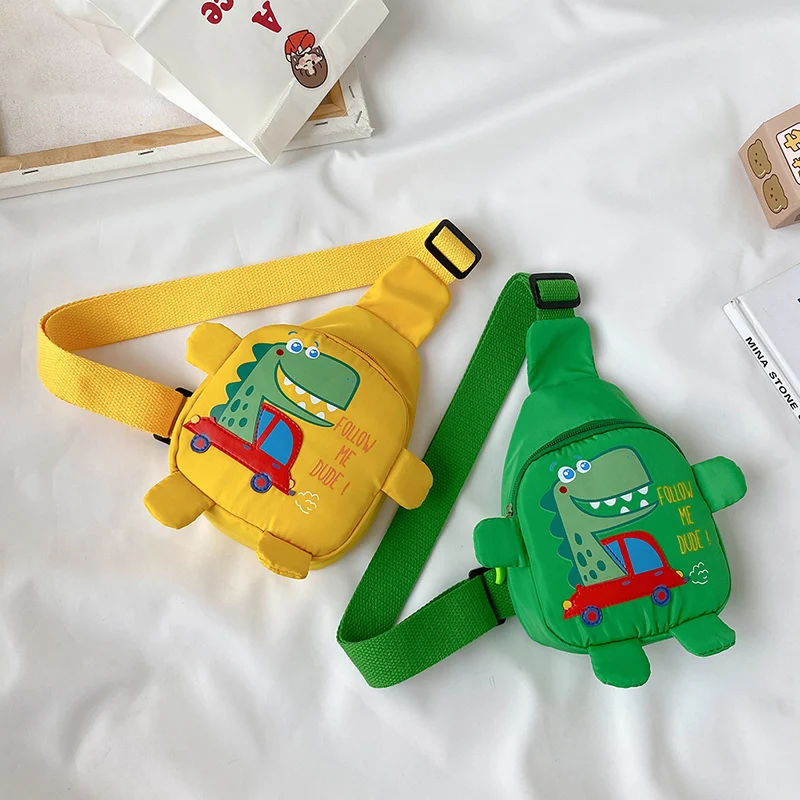 

1pc Cute Cartoon Toddler Baby Harness Outdoor Travel Backpack Children's Bags Unisex Cross-body Handsome Dinosaur Chest Bag 2021