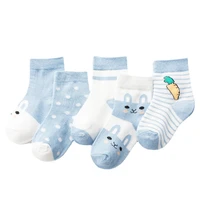 5 pairslot boy girl infant cotton breathable soft newborn toddler cute cartoon childrens anti slip socks for kids 0 8 years