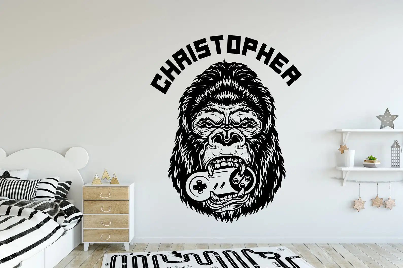 

Game wall stickers gorilla face can be customized name decals home children's room teenager bedroom wall decoration sticker YX28