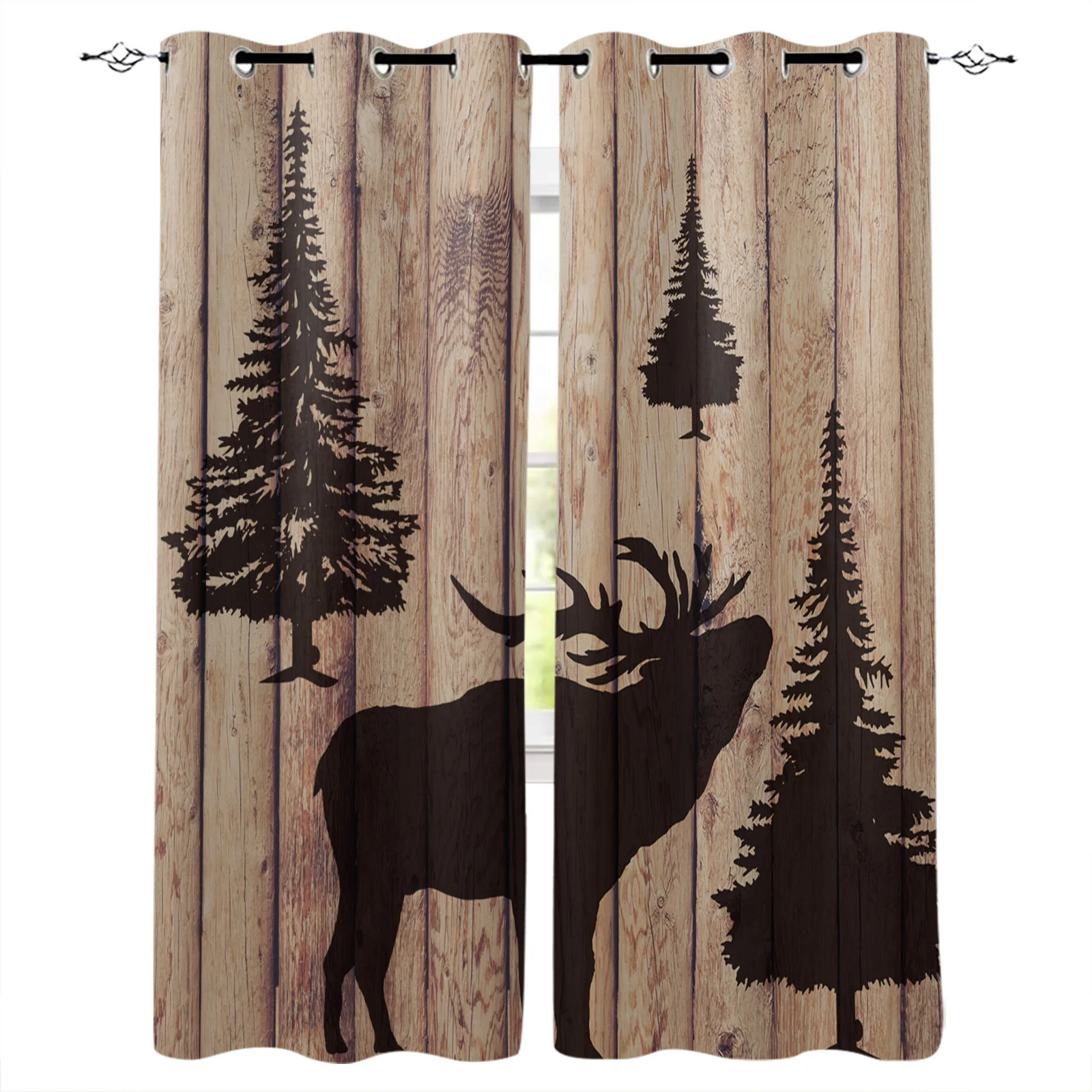 Рождественские олени на деревянной доске шторы рождественскую елку для гостиной