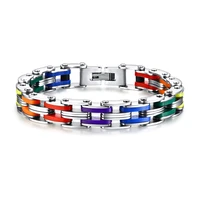 sizzz new rainbow color cuff bangle bracelets for men women jewelry stainless steel lgbt pride gifts accessory us local shipment