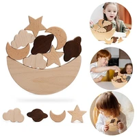 baby wooden montessori blocks educational toys stars moon shape stacking game balance training constructor kids gifts