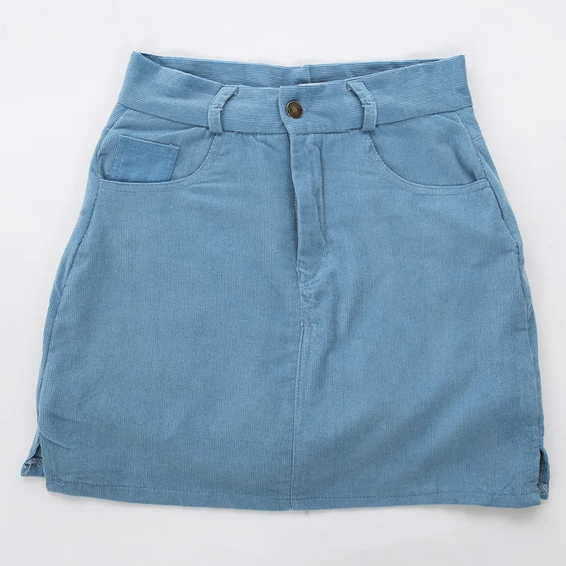 

Corduroy Retro High Waisted Short Mini Black Skirt Split A Korean Fashion Clothing Sexy Skirts Womens Skinny Gothic Blue Vintage