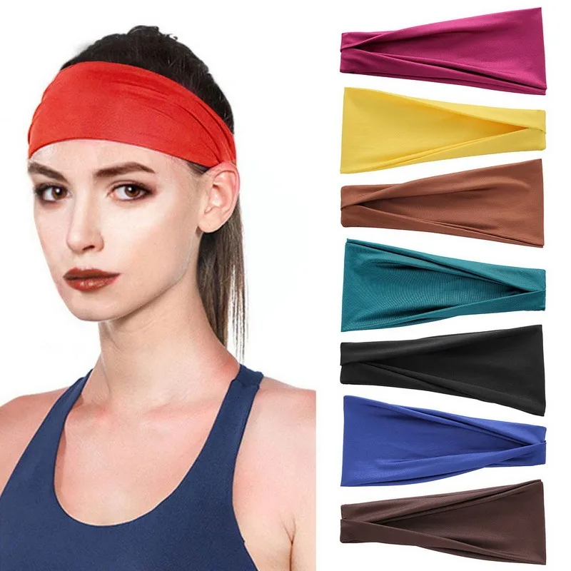 

Knitted Yoga Hair Bands Sport Elastic Headbands Solid Sports Yoga Accessory Biker Wide Stretch Hair Accessories Running Headwear