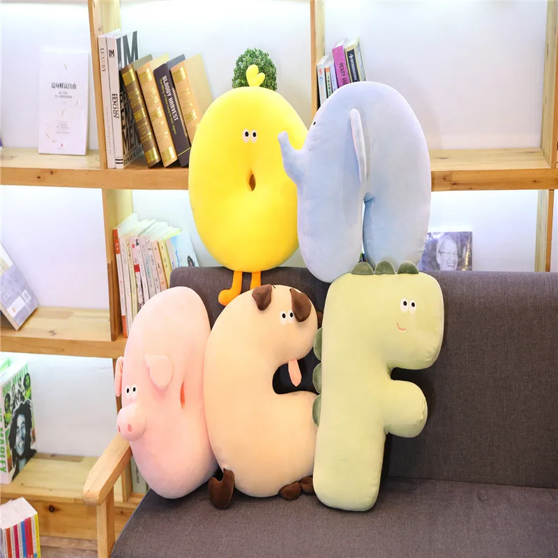 

Cute N C D F O Letter Animal Decorative Pillow Cushion Covers Cushions for Sofa Polyester Pillow Decorative