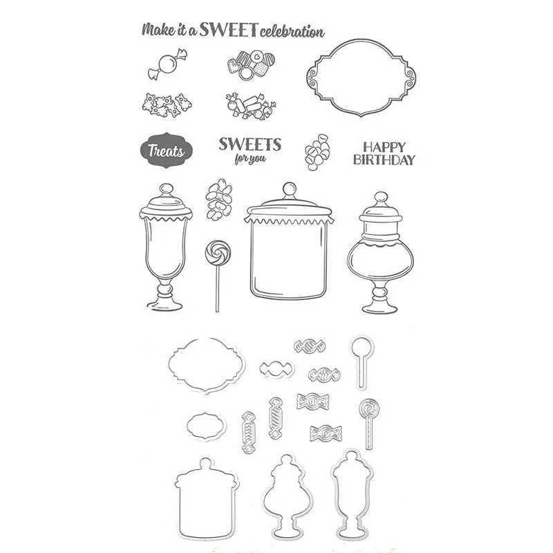 Сладкие прозрачные штампы карамельных цветов/декоративные для скрапбукинга