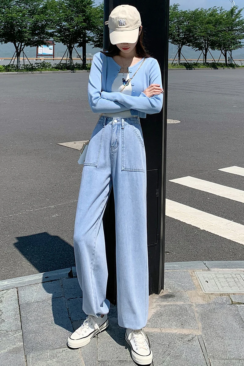 

2021 High Waist Women's Fashion Jeans Trousers For Female Denim Woman Baggy Jeans