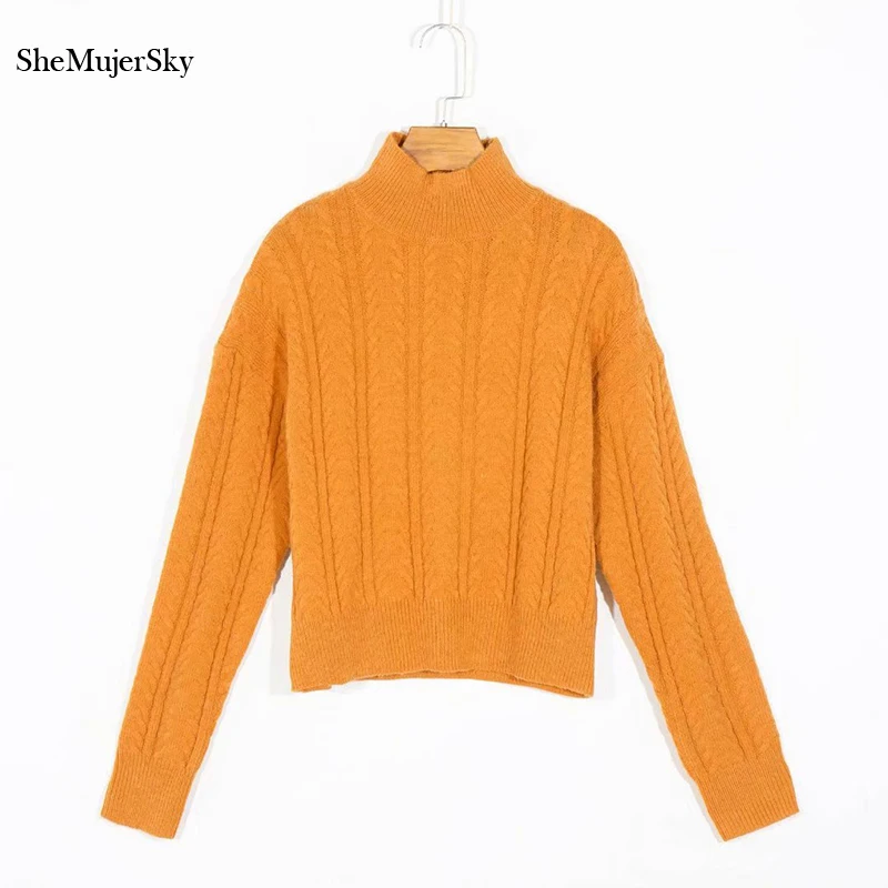 

Женский вязаный свитер SheMujerSky, оранжевый пуловер на осень и зиму, повседневные женские свитера 2020