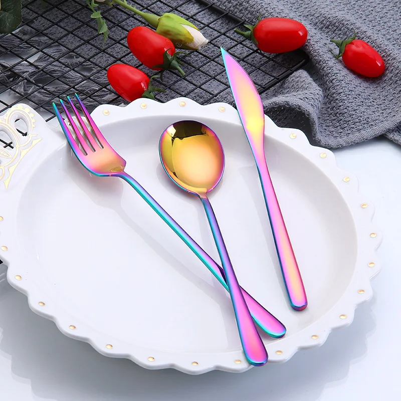 304 Западная Посуда из нержавеющей стали милый нож/вилка/ложка набор столовых