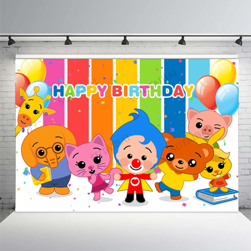

Cartoon Clown Animals Party Theme Background Kids Birthday Decoration Backgrounds Photography Props Baby Shower Portrait Studio