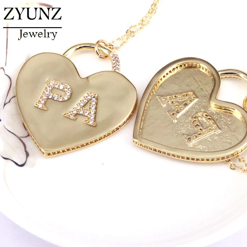 

5PCS, Big Heart Pendant Necklace Chain Gold Color Crystal Zircon Women Men's Faith Jewelry