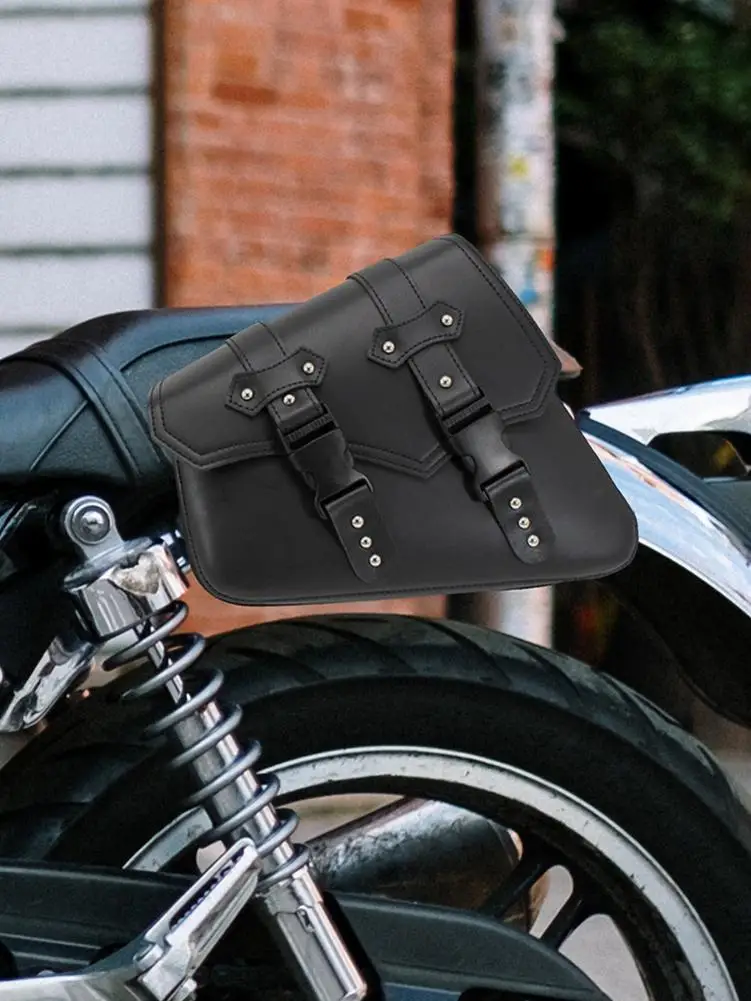 

Alforje lateral para motocicleta, bolsa de couro pu para bagagem, bolsa preta universal sports bag on both sides