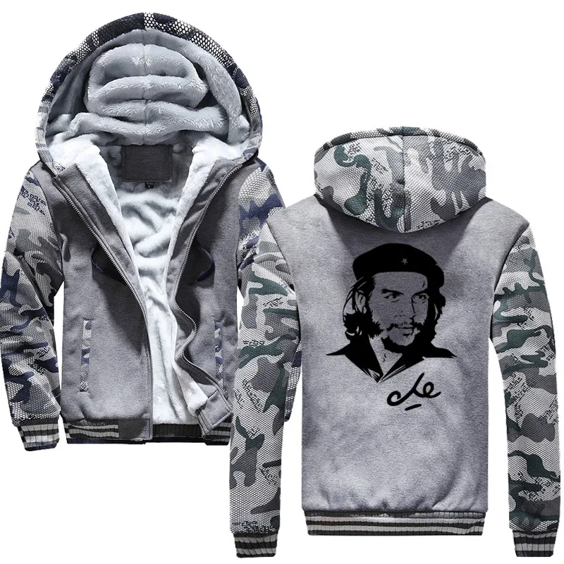 

2019 Men Sportswear Fashion Che Guevara Funny Print Sweatshirt Hoodie Fashion Hip Hop casual Pullover Male zipper Hoody