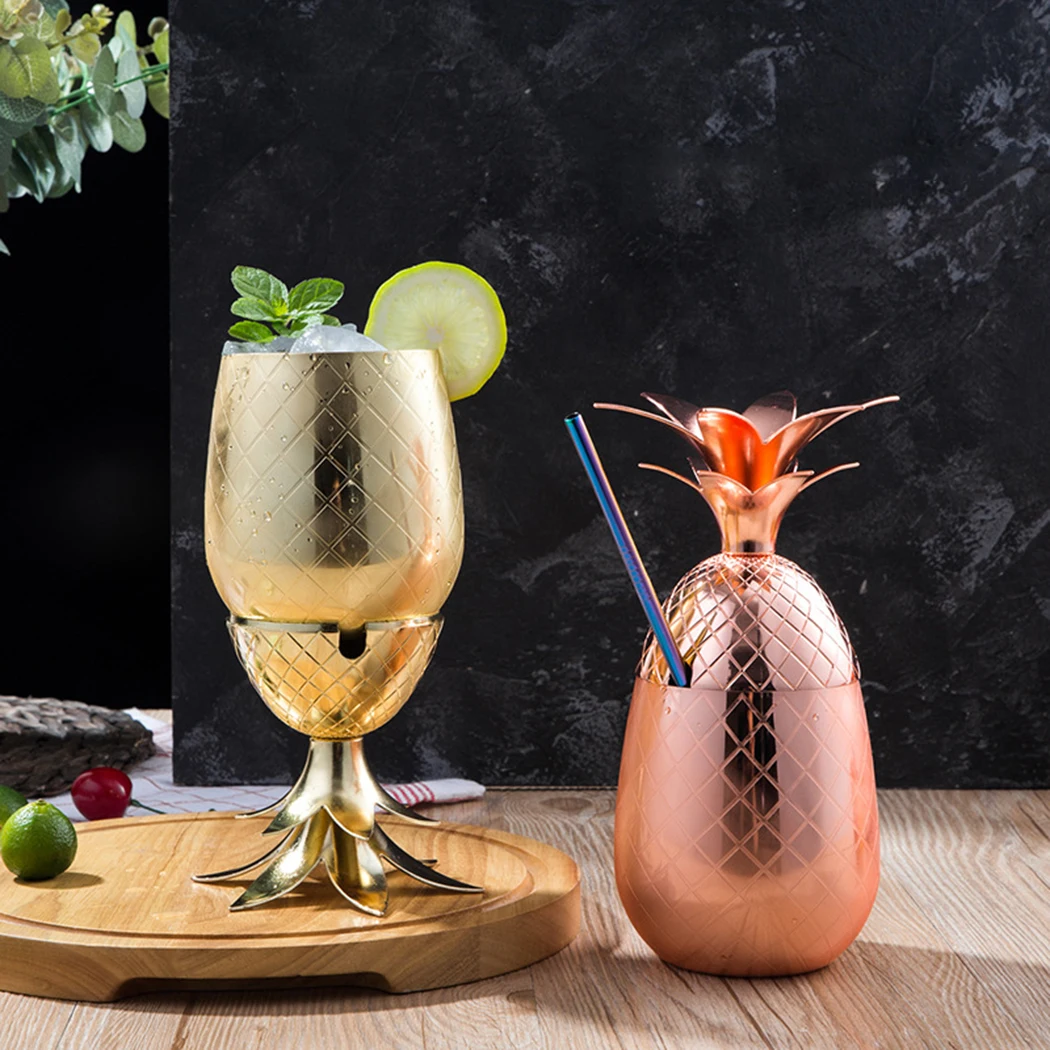 

550ml Pineapple Wine Cup Stainless Steel Pineapple Shape Cocktail Glass Bar Cafe Fashion Party Mug Drinking Cups Mugs Bar Tool