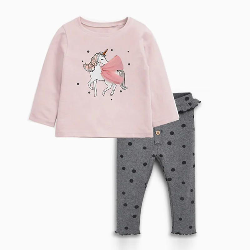 

100% Cotton Girls T-shirt Leggings Pants Children's Clothing Suit Infant Kids Cartoon Long Sleeve Outfits Baby Girl Clothes Sets