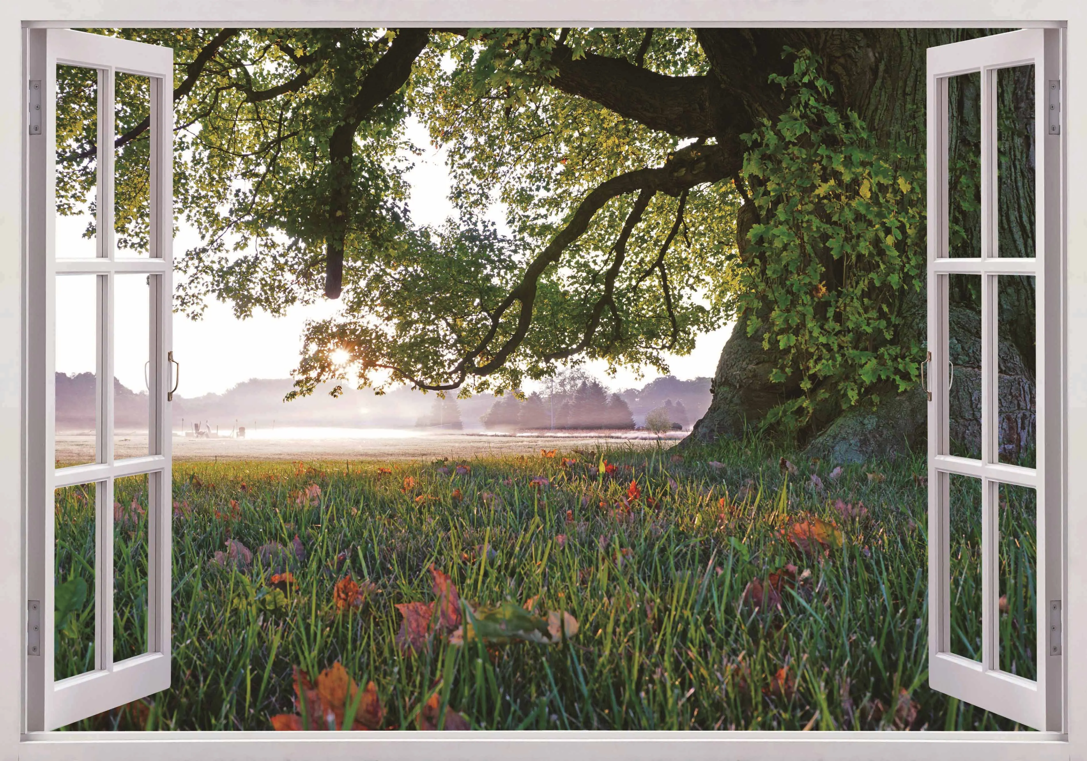 3D Горячая оконной рамы огромное дерево окна настенные виниловые Спальня