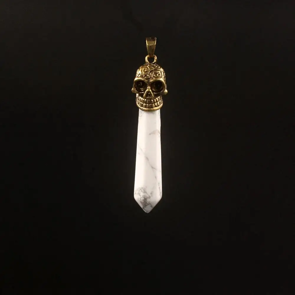 6 шт. позолоченный череп шестиугольная Призма рейки маятник натуральные Агаты