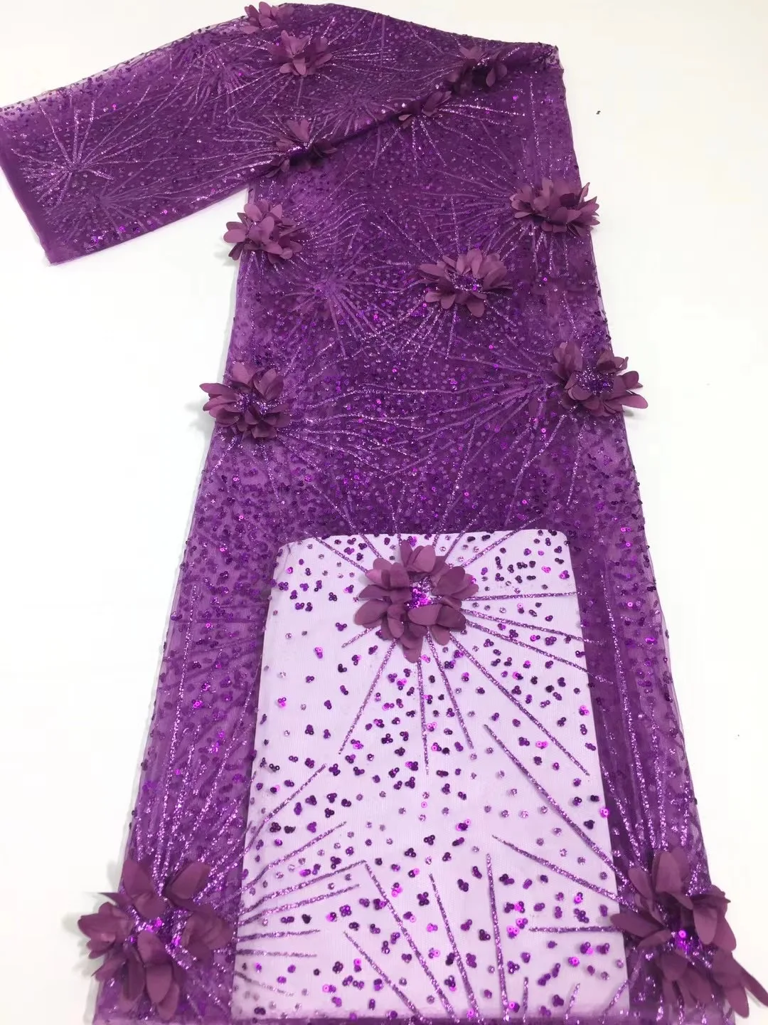 

Красивая 3d Цветочная французская Тюлевая вышивка, кружевная ткань, французская сетчатая ткань для невесты TS9335