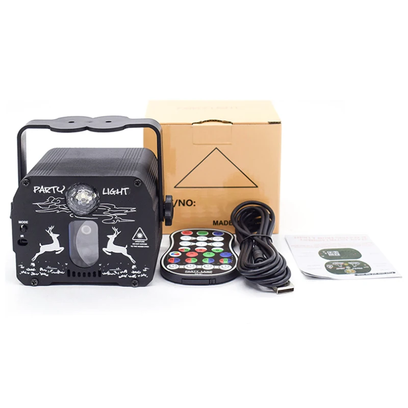 

Mini Disco Light DJ LED Laser Stage Projector Stage Lighting Effect Voice Control USB Laser Projector For Home Dance Floor Party
