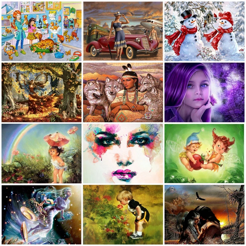 

5D DIY Diamond Painting Woman, child Crystal Diamond Painting Cross Stitch flower Needlework Home Decorative