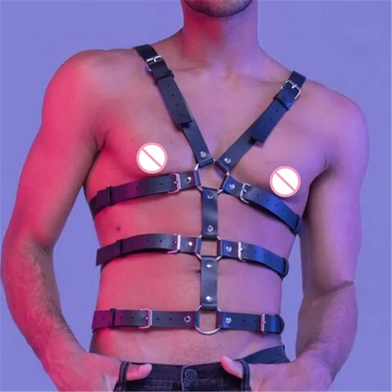 Нагрудный ремень для мужчин БДСМ фетиш кожаный регулируемый