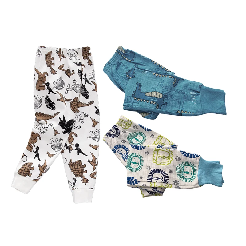 

New Born Baby Girls Leggings Cotton Linen Dinosaur Boys Pants Autumn Home Clothes Cartoon Print Casual Kids Trousers 1-10 Years