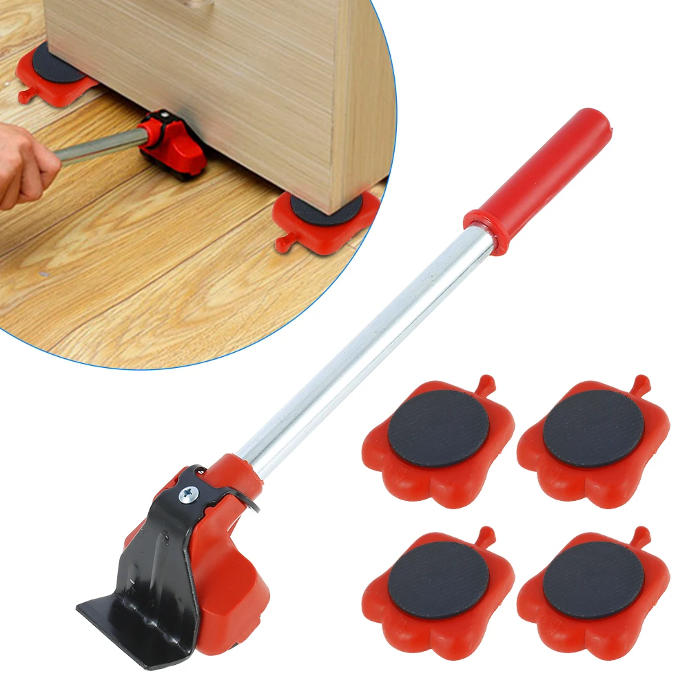 

5pcs Furniture Mover Tool Transport Lifter Heavy Stuffs Lifting Easy Moving Slider Wheel Roller Tool Hand Transport Tools