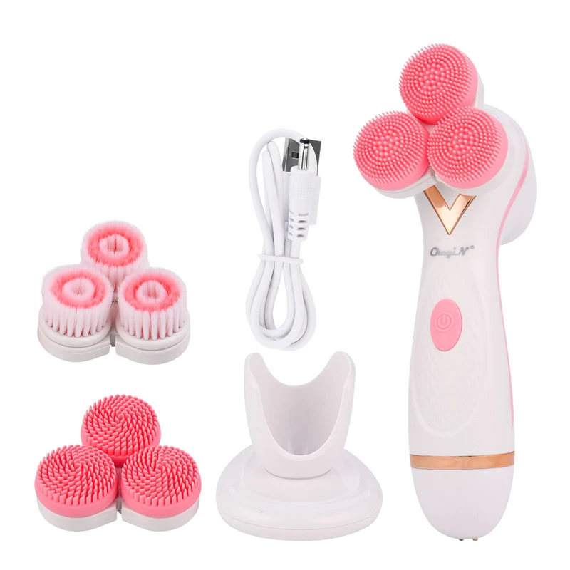 

Electric Facial Cleansing Brush Silicone Rotating Face Deep Cleaning Skin Peeling Massager Cleanser Exfoliation 3 in 1