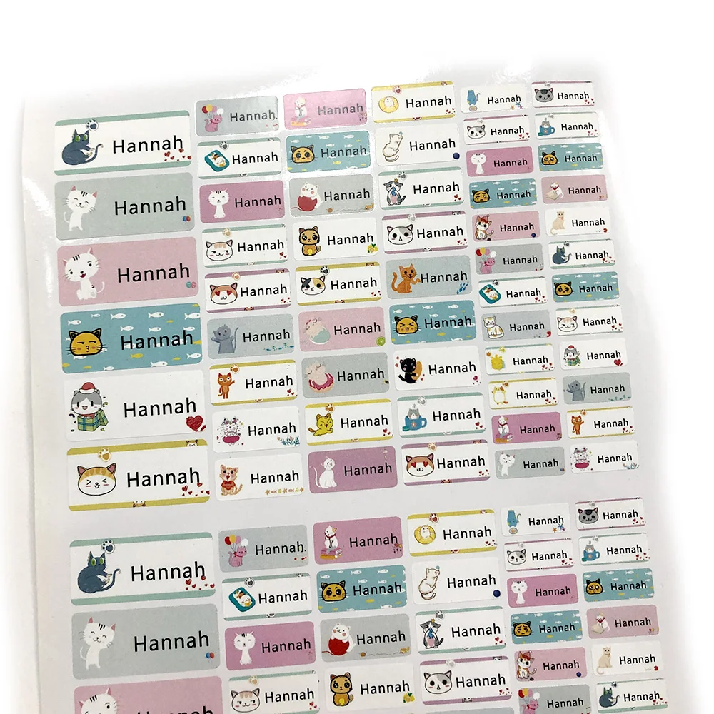 114 шт. наклейки с рисунками кошек на заказ Именные Бирки Для детей