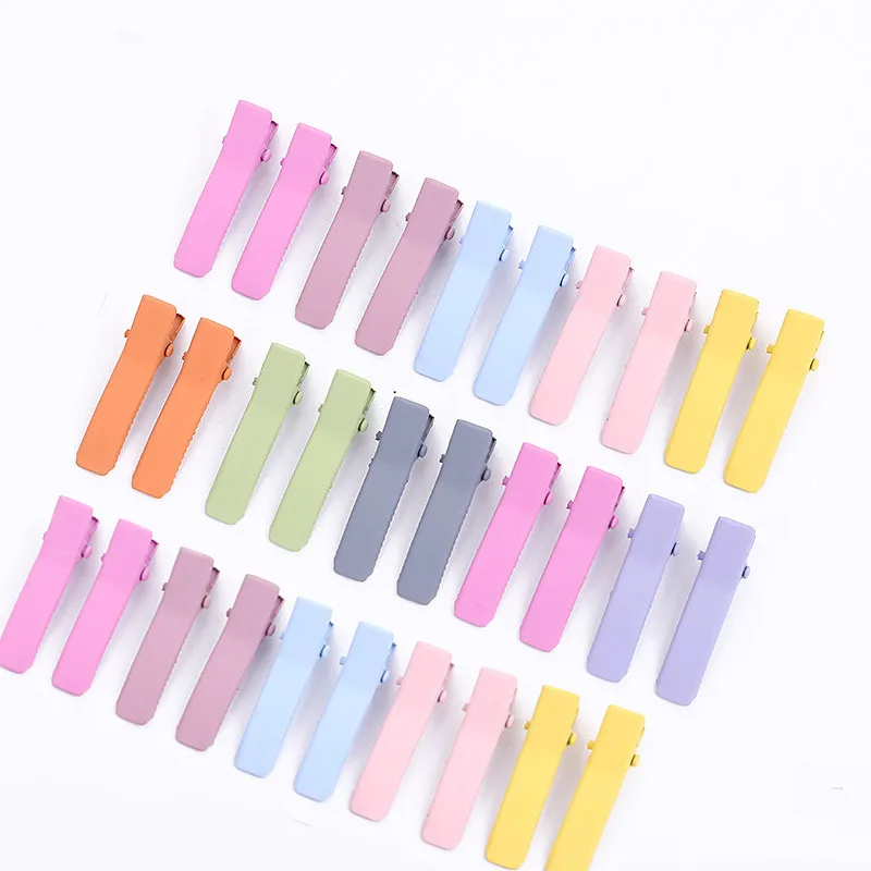 

10pcs 3.5cm Colorful Metal Hair Clip Bezel Base Hairpins Crocodile Duckbill Clip Barrettes For DIY Jewelry Making Hair Accessory