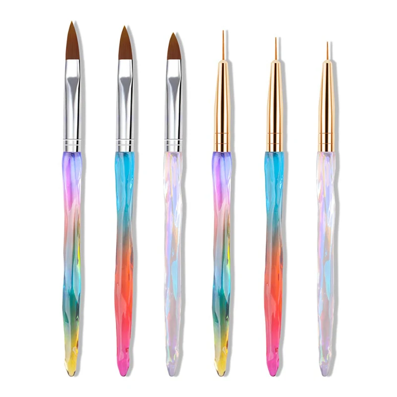 

6pcs Set Nail Art Brushes For Drawing Lines Manicure Tools Crystal Nail Pen Kit Professional Supplies Flower Pen