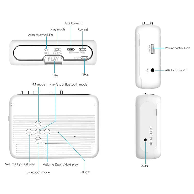 Портативный Bluetooth-приемник и передатчик Walkman разъем для FM-радио Кассетный