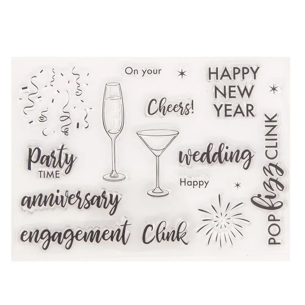 

Clear Stamps Happy New Year Cheers Party Time Wedding Fireworks For DIY Scrapbook Photo Album Craft Card 2021 New