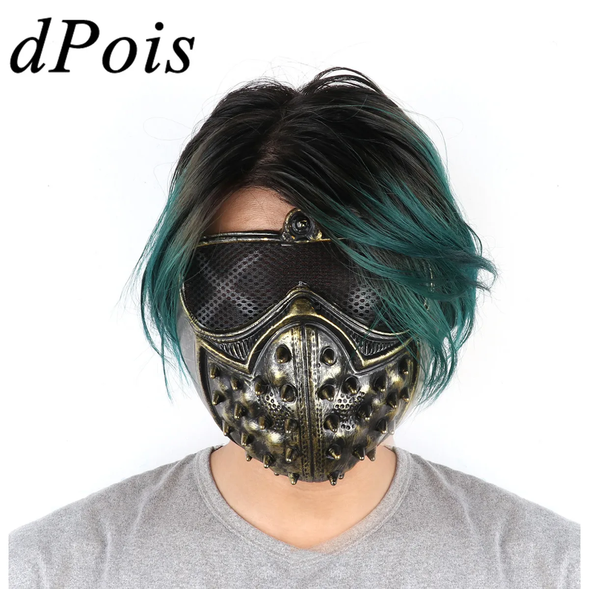 Взрослые Женщины Мужчины стимпанк готика пластиковые заклепки половина лица