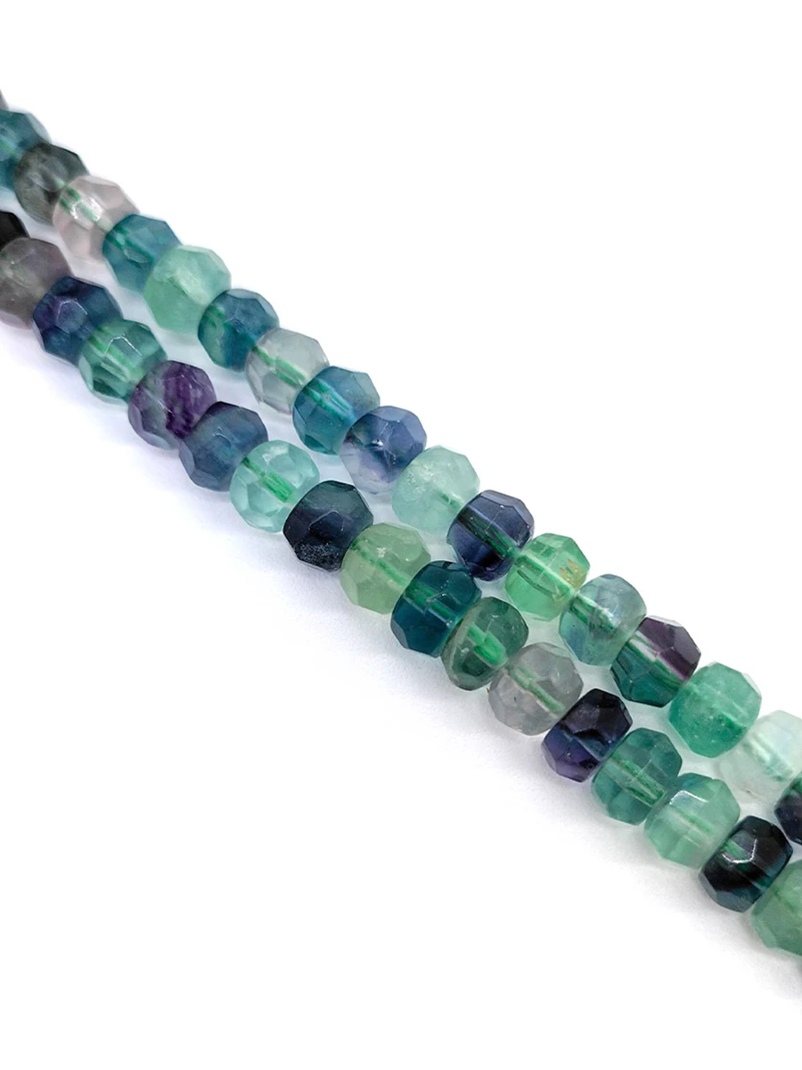 Natural Faceted Colored Fluorite Beads Small Section Loose Spacer for Jewelry Making DIY Necklace Bracelet 15'' 5x8mm 5x9mm