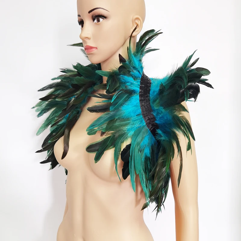 Punk Gothic Feather Shrug Shawl Fake Collar Shoulder Wrap Cape Scarf Halloween Cosplay Rave Party Stage Show Costume |