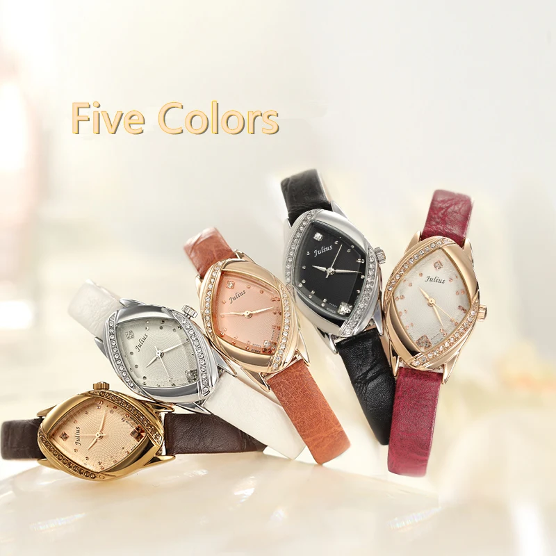 Julius Lady Women's Watch Japan Quartz Hours Fine Fashion Clock Bracelet Leather CZ Rhinestone Girl's Birthday Gift Box 660|box box|box gift