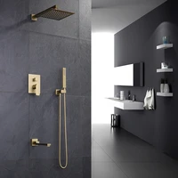 brushed goldblack bathroom shower set square rainfall shower faucet wall or ceiling mounted shower mixer 8 12 shower head