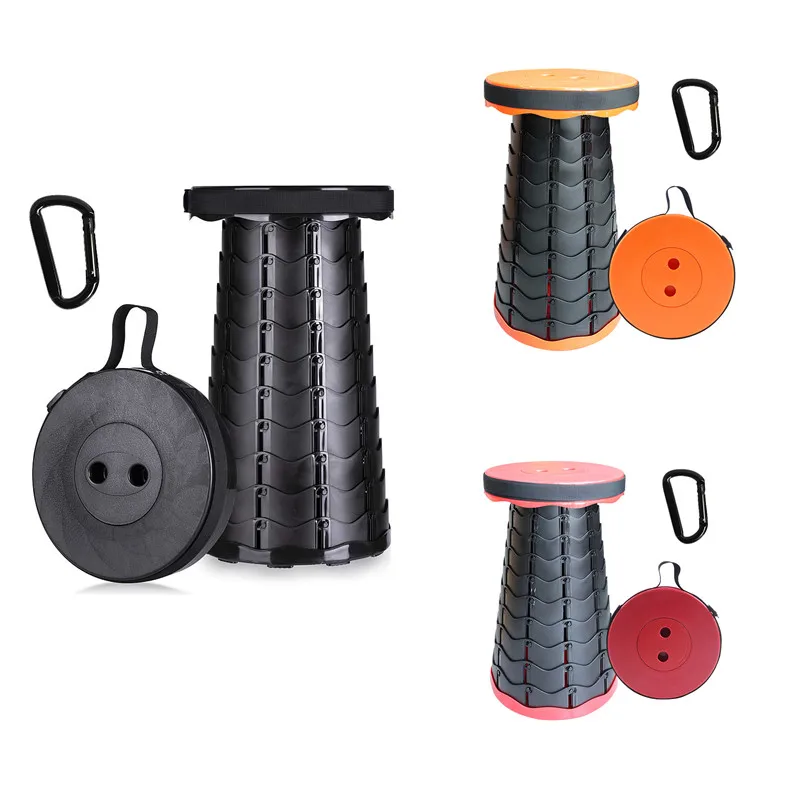 

Lighten Up Folding Telescopic Stool Plastic Fishing Stool, Portable Travel Queuing Stool for Easy Storage