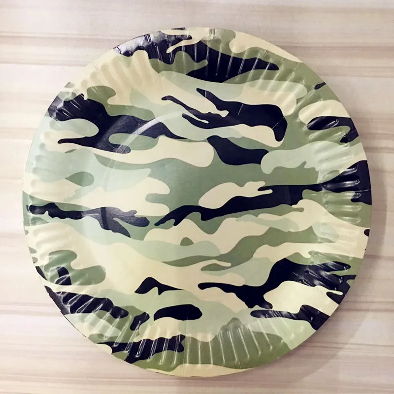 10pcs 7inch plates Вечерние принадлежности, камуфляжные одноразовые наборы посуды, детские украшения для дня рождения, тематические одноразовые столовые приборы - Цвет: 10pcs 7inch plates